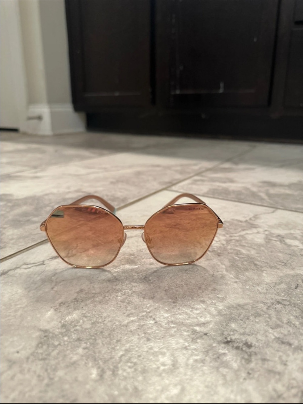 Tiffany & Co. Turquoise Case with Rose Gold Frame Sunglasses